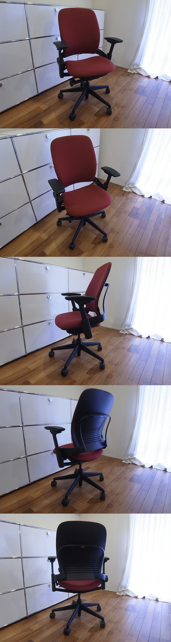 ●美品●スチールケース●Steelcase●リープチェア●LEAP●V2●USモデル●赤系●レッド●デスクチェア●PCチェア●ワークチェア