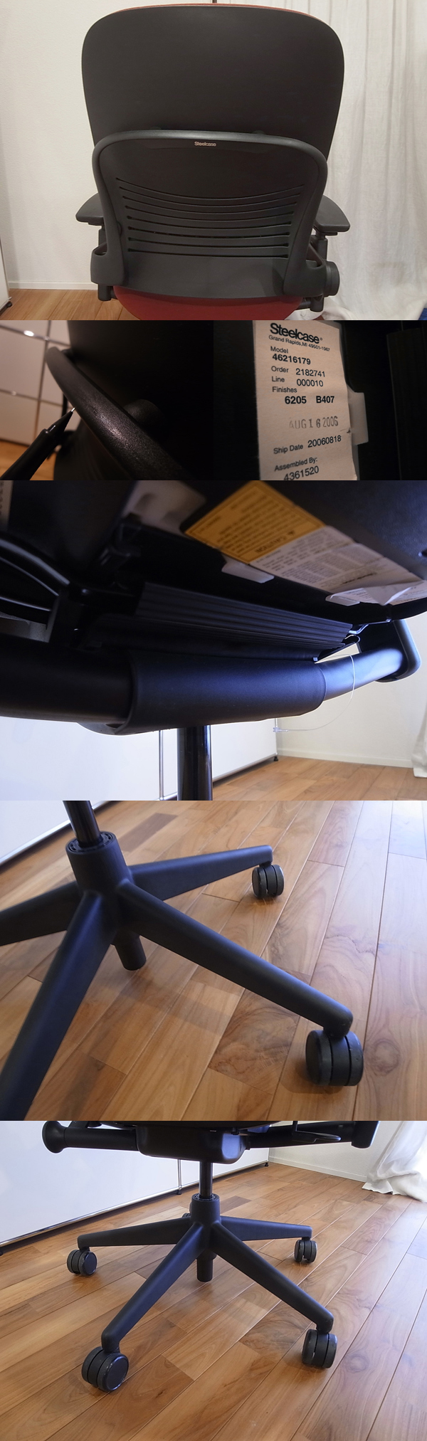 ●美品●スチールケース●Steelcase●リープチェア●LEAP●V2●USモデル●赤系●レッド●デスクチェア●PCチェア●ワークチェア