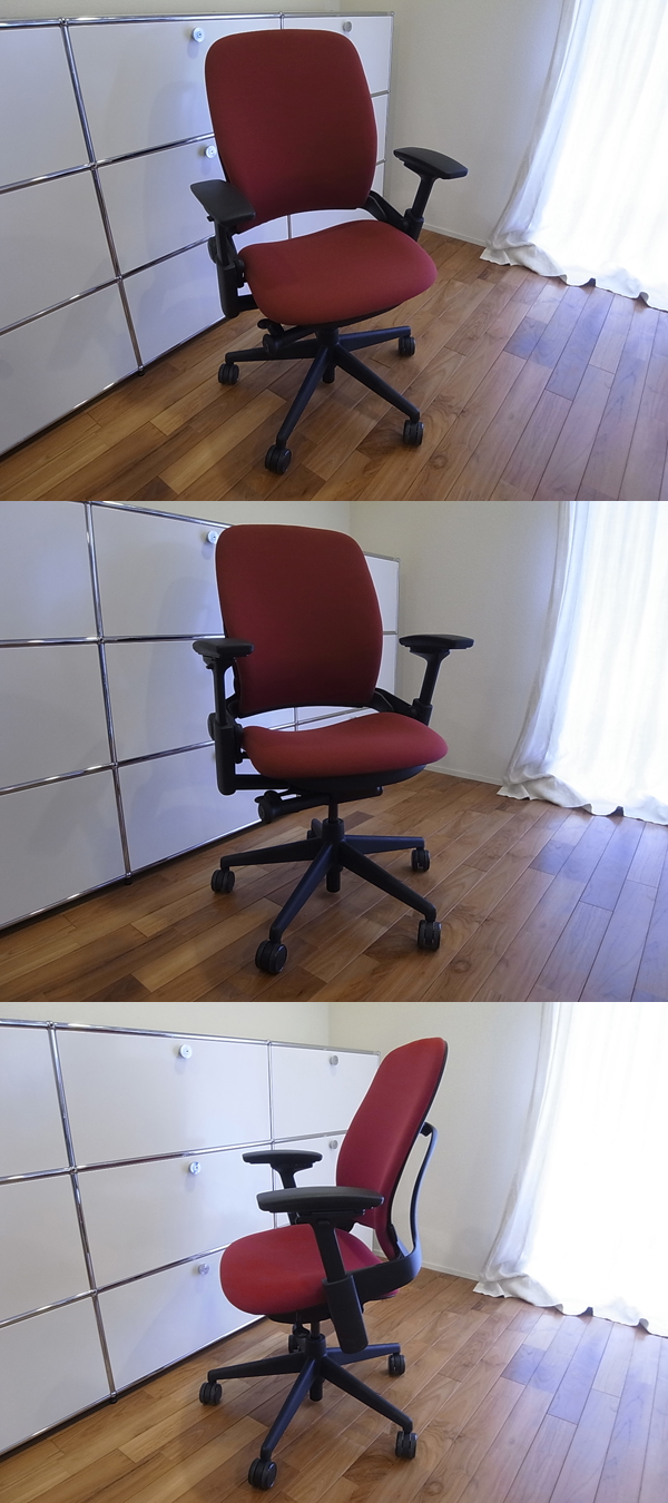 ●美品●スチールケース●Steelcase●リープチェア●LEAP●V2●USモデル●赤系●レッド●デスクチェア●PCチェア●ワークチェア
