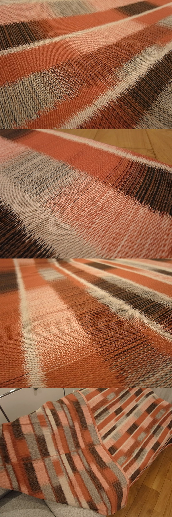 美品●モデルルーム展示品●マナトレーディング社●ベッドスプレッド●赤＋ベージュ系●シングルベッドサイズ対応●ソファカバーなどにも